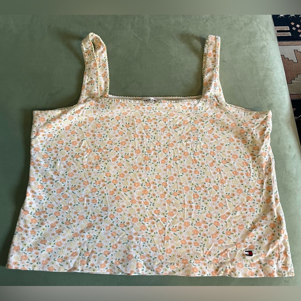 Orange, ditsy floral Tommy Hilfiger crop top